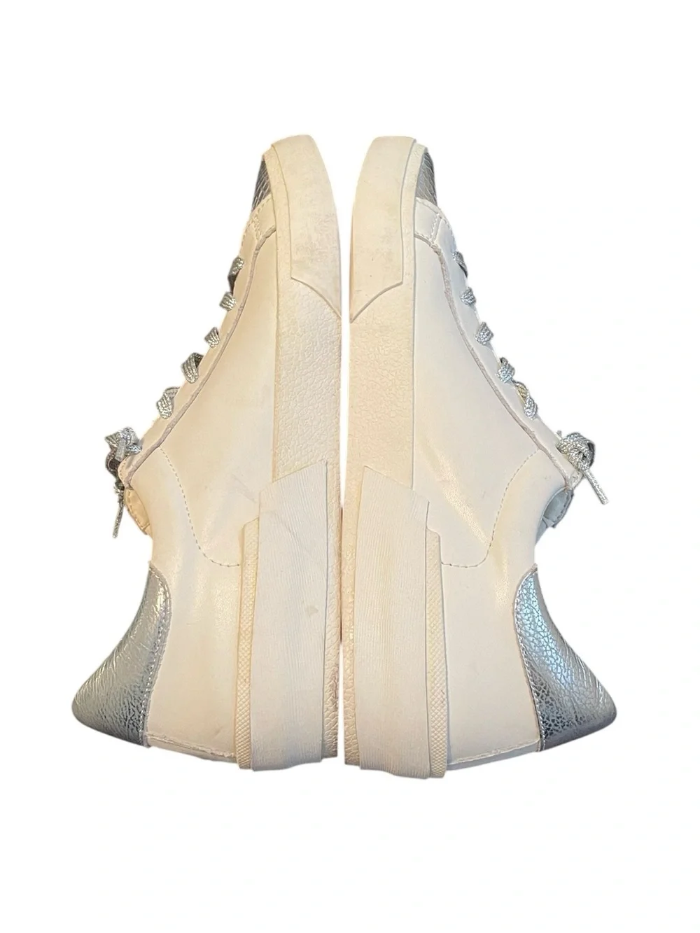 Dolce‎ Vita Women's White Silver Zina Glittered Snake Print Sneakers Size 9